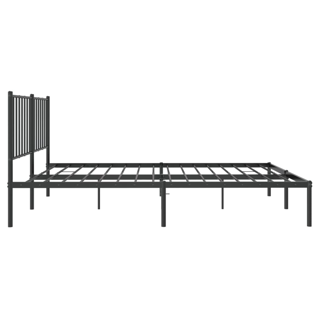 Bed frame with headboard metal black 120x200 cm