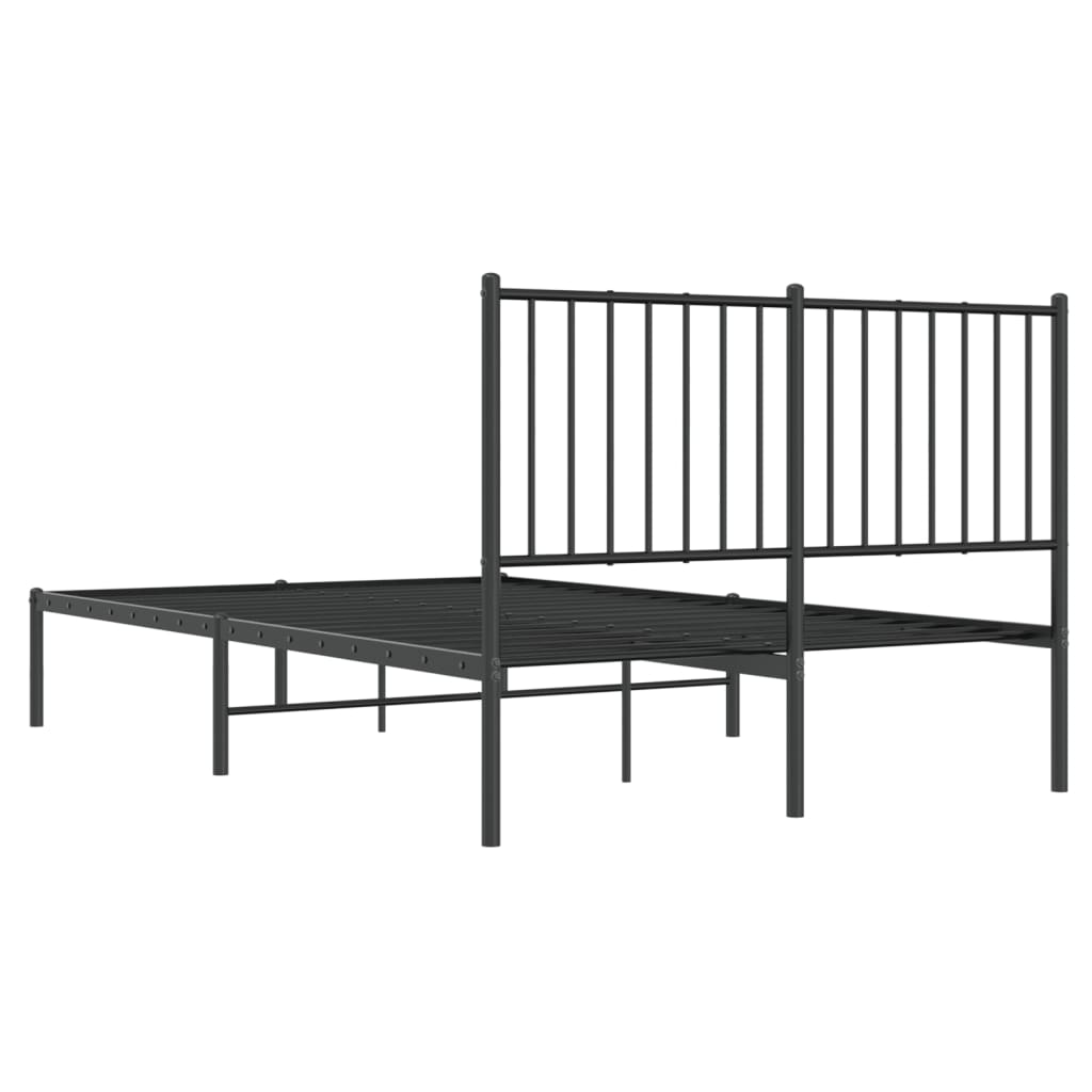 Bed frame with headboard metal black 120x200 cm