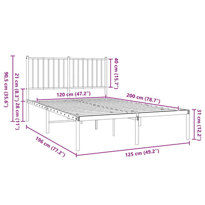 Bettgestell mit Kopfteil Metall Schwarz 120x200 cm