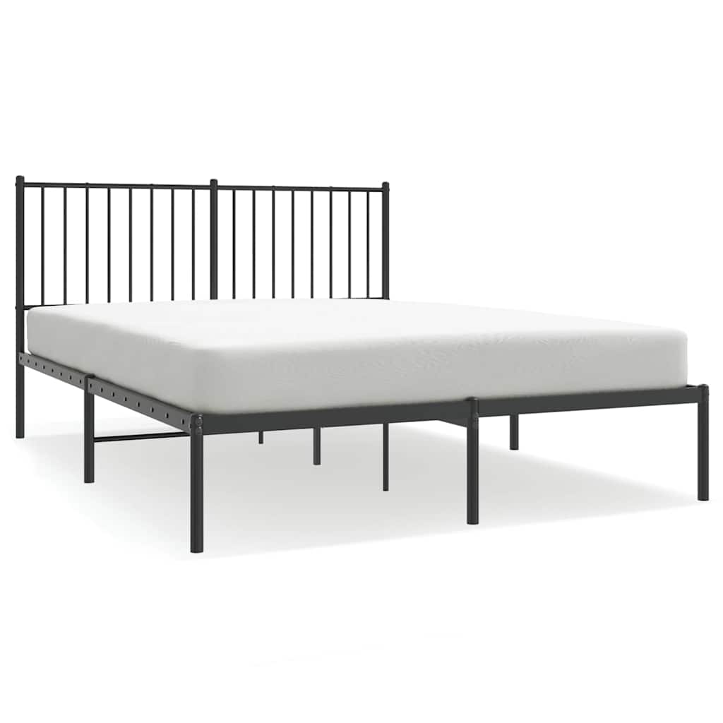 Bed frame with headboard metal black 135x190 cm