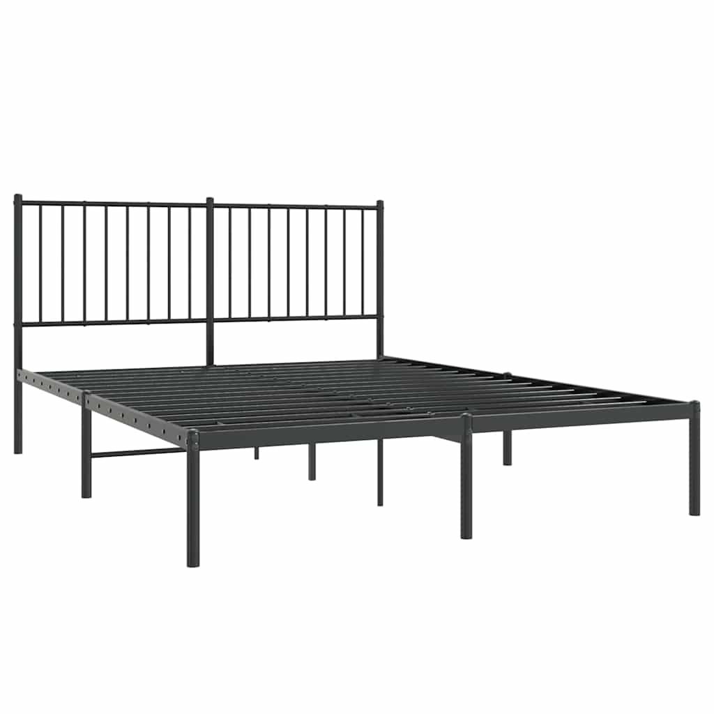 Bed frame with headboard metal black 135x190 cm