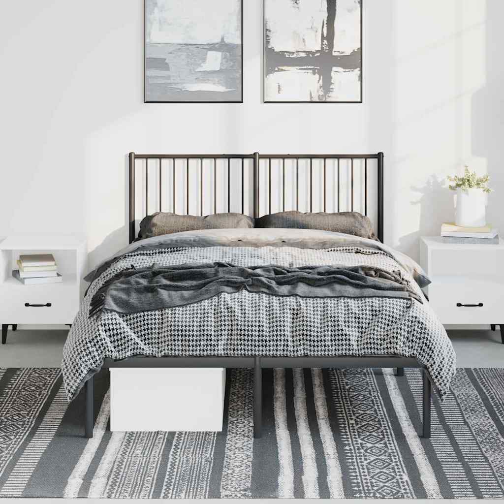 Bettgestell mit Kopfteil Metall Schwarz 135x190 cm