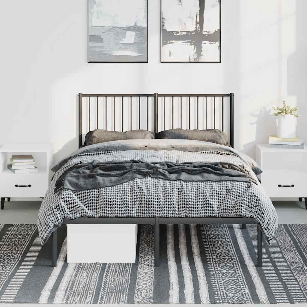 Bed frame with headboard metal black 135x190 cm