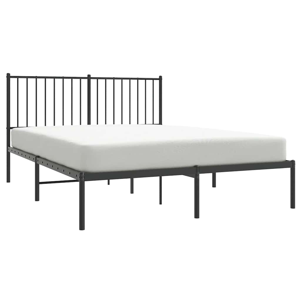 Bed frame with headboard metal black 135x190 cm