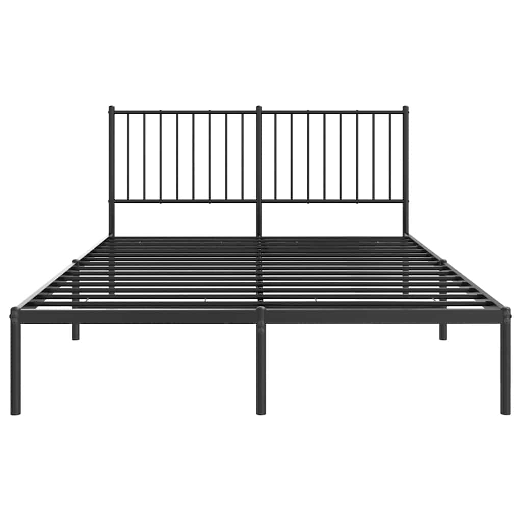 Bed frame with headboard metal black 135x190 cm