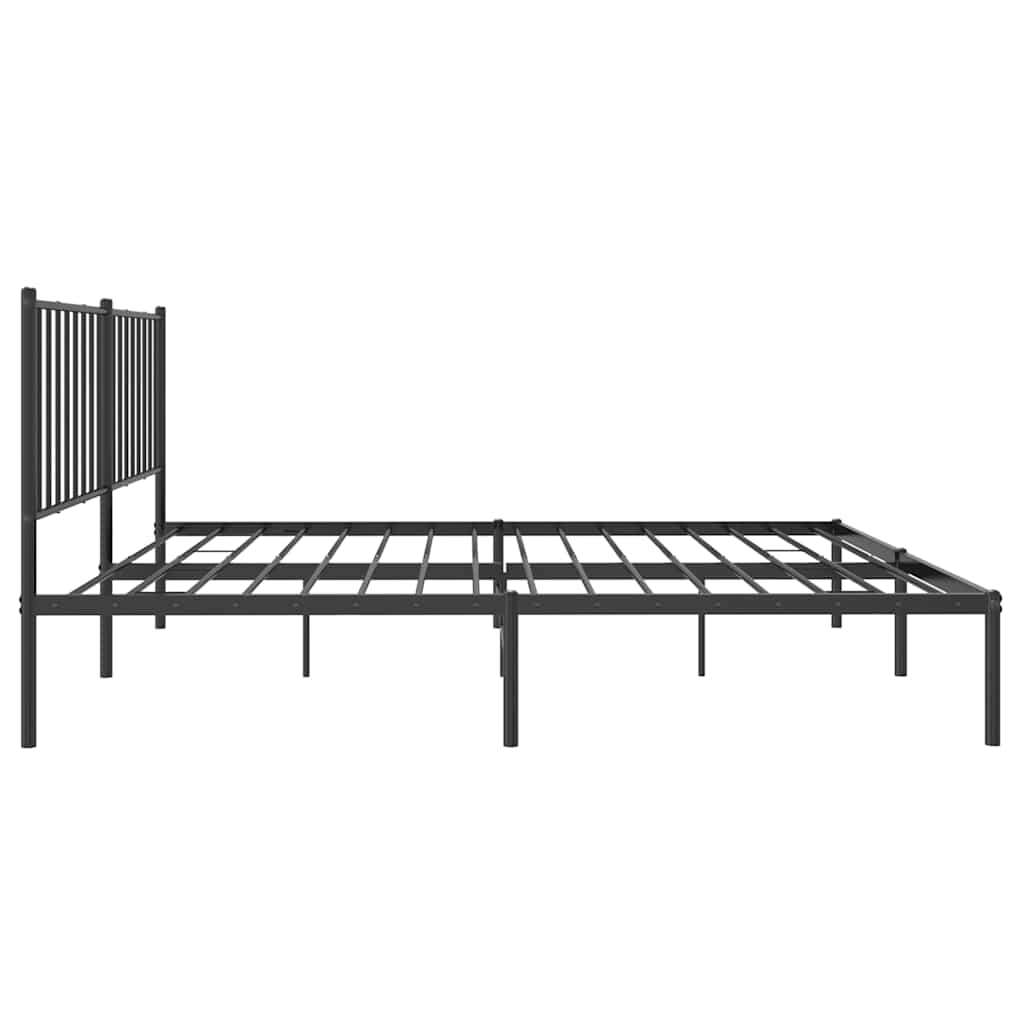 Bed frame with headboard metal black 135x190 cm