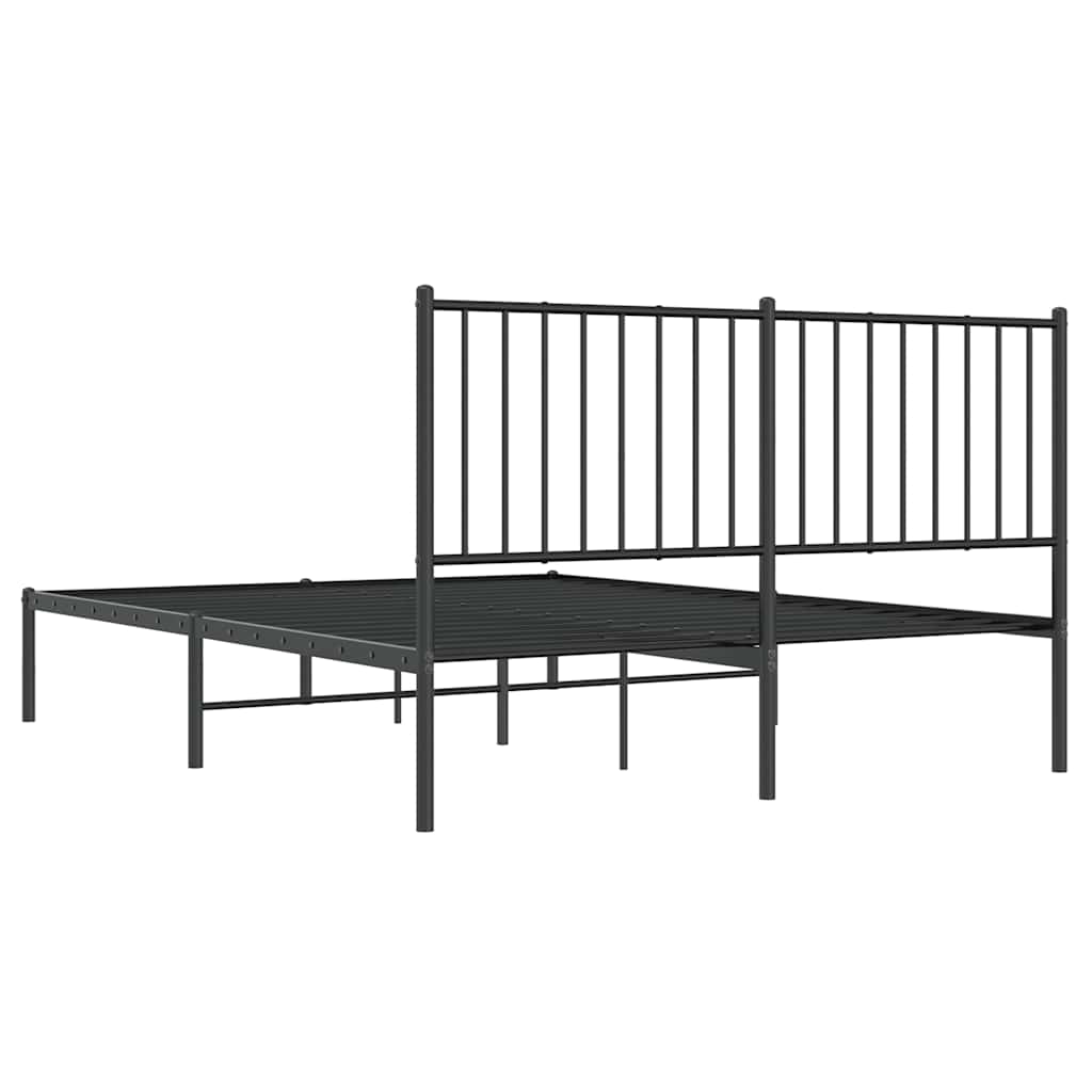 Bed frame with headboard metal black 135x190 cm