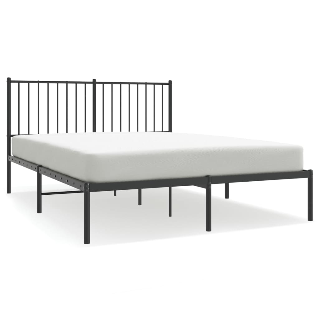 Bed frame with headboard metal black 140x200 cm