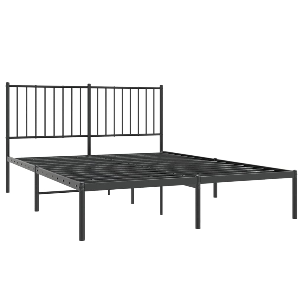 Bed frame with headboard metal black 140x200 cm
