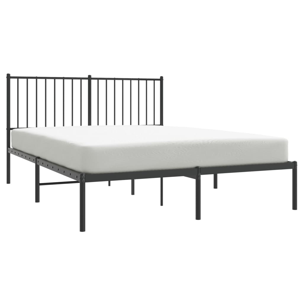 Bed frame with headboard metal black 140x200 cm