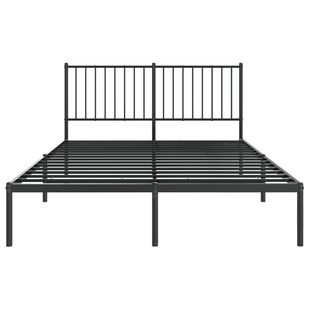 Bed frame with headboard metal black 140x200 cm