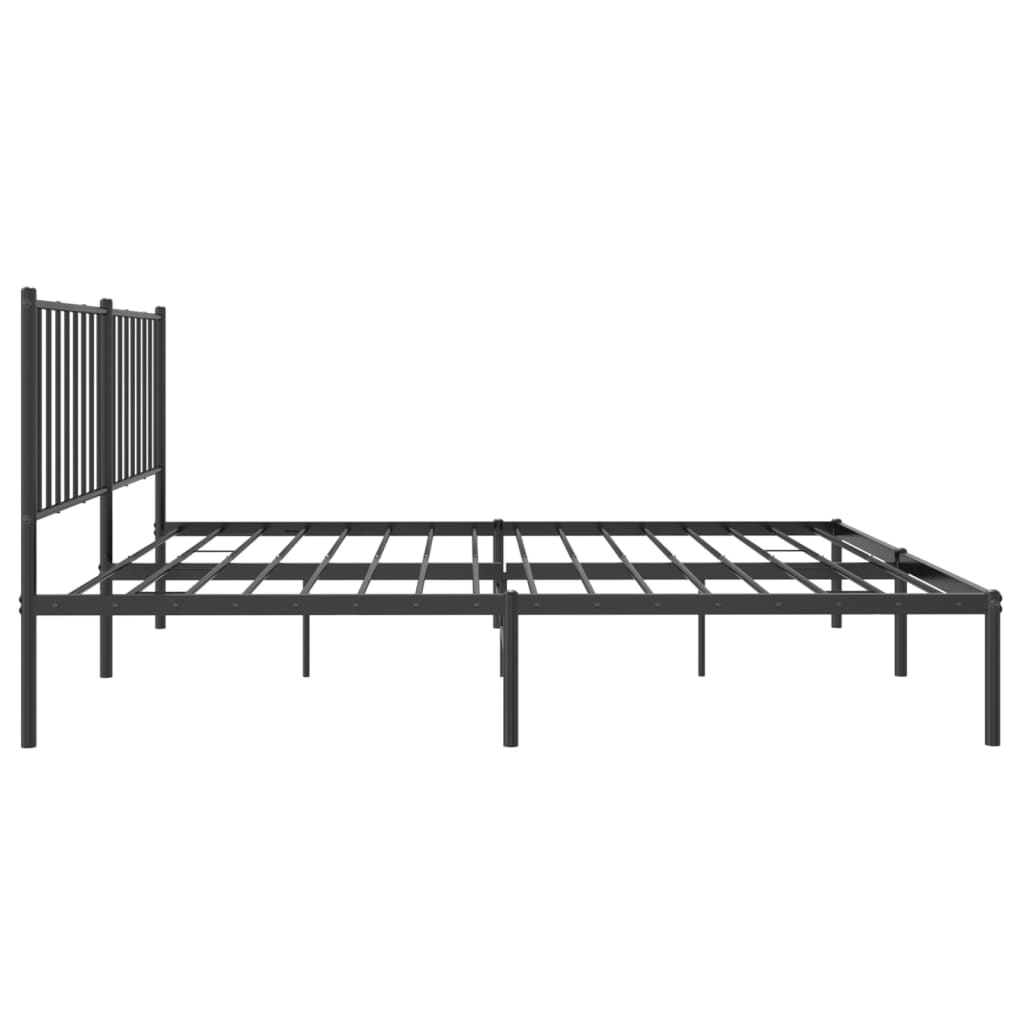 Bed frame with headboard metal black 140x200 cm