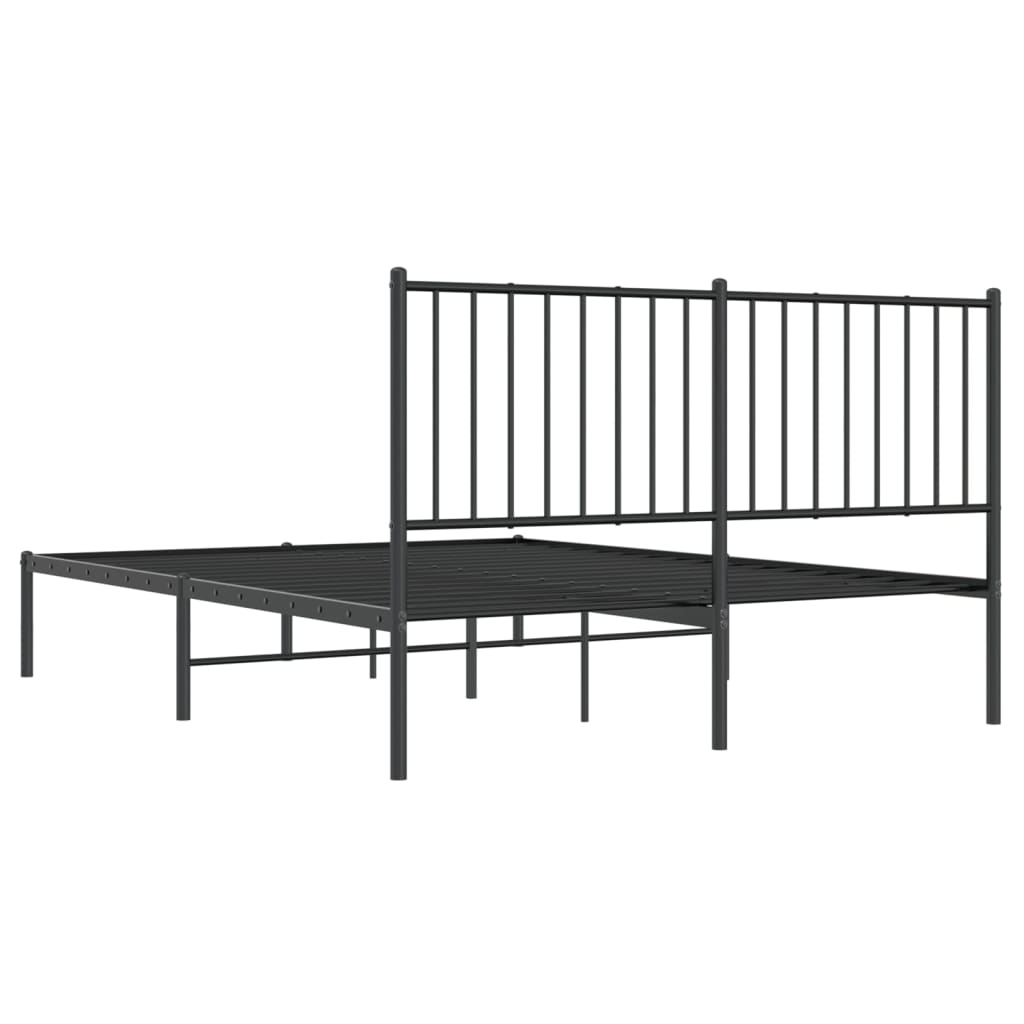Bed frame with headboard metal black 140x200 cm