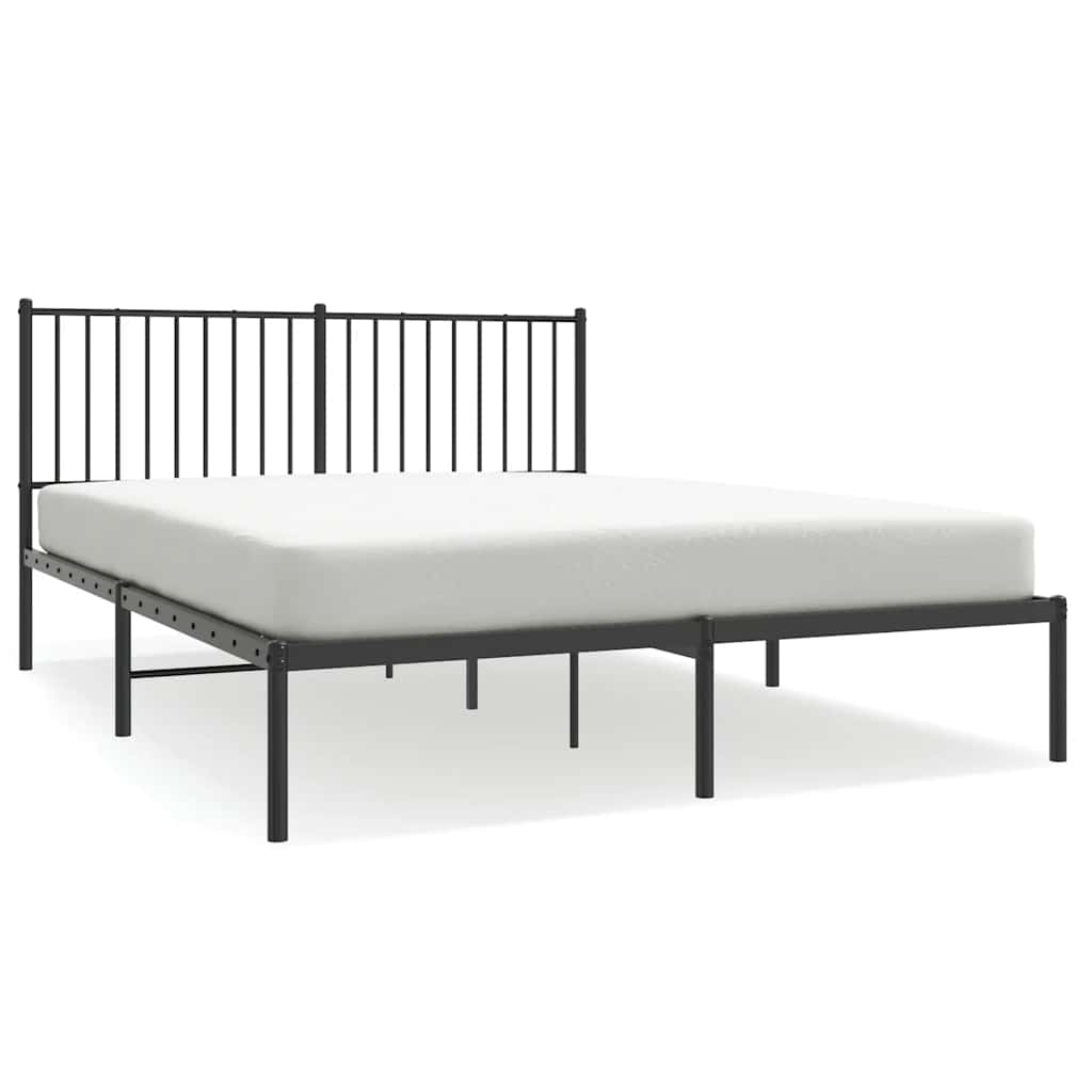 Bed frame with headboard metal black 150x200 cm