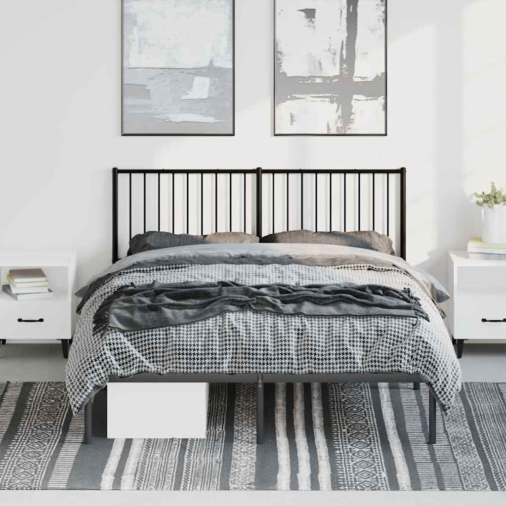Bed frame with headboard metal black 150x200 cm