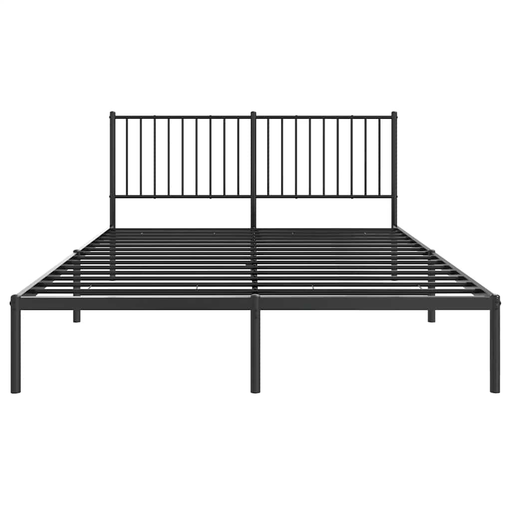 Bed frame with headboard metal black 150x200 cm