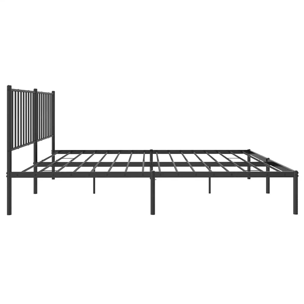 Bed frame with headboard metal black 150x200 cm