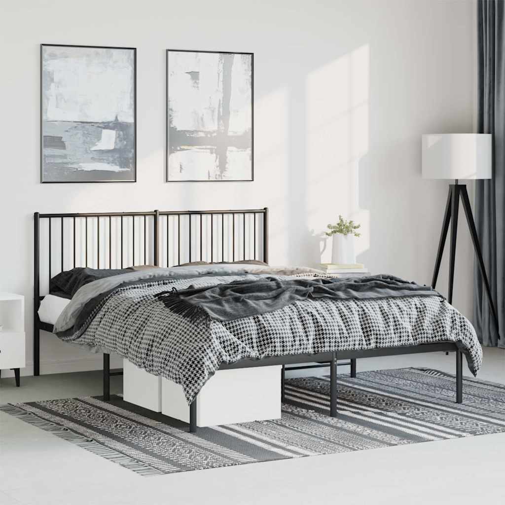 Bettgestell mit Kopfteil Metall Schwarz 150x200 cm