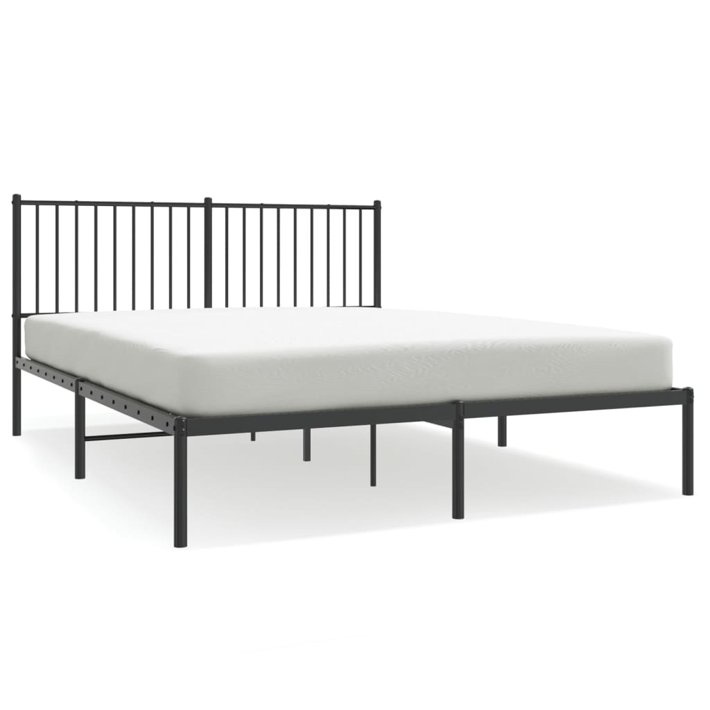 Bed frame with headboard metal black 160x200 cm