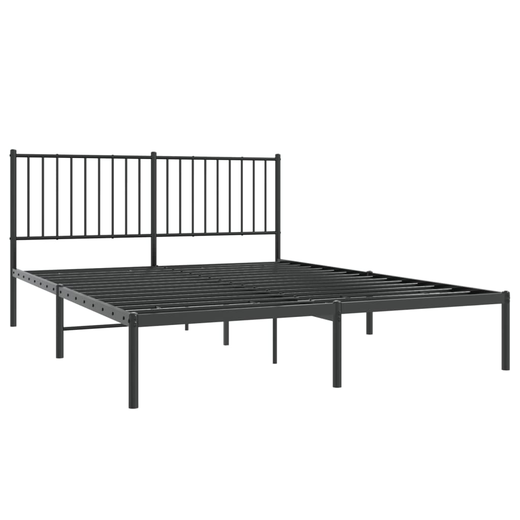 Bed frame with headboard metal black 160x200 cm