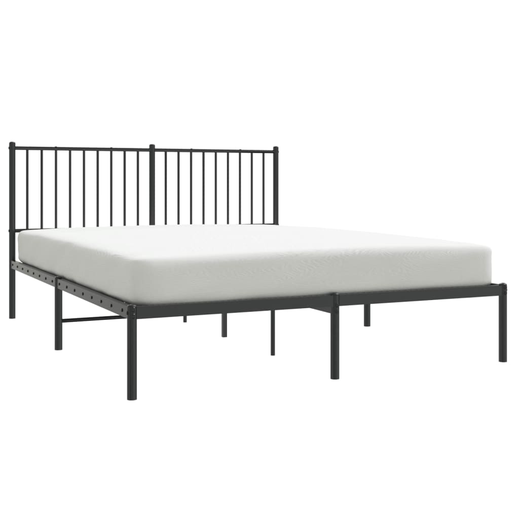 Bed frame with headboard metal black 160x200 cm