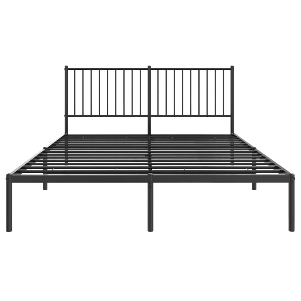 Bed frame with headboard metal black 160x200 cm