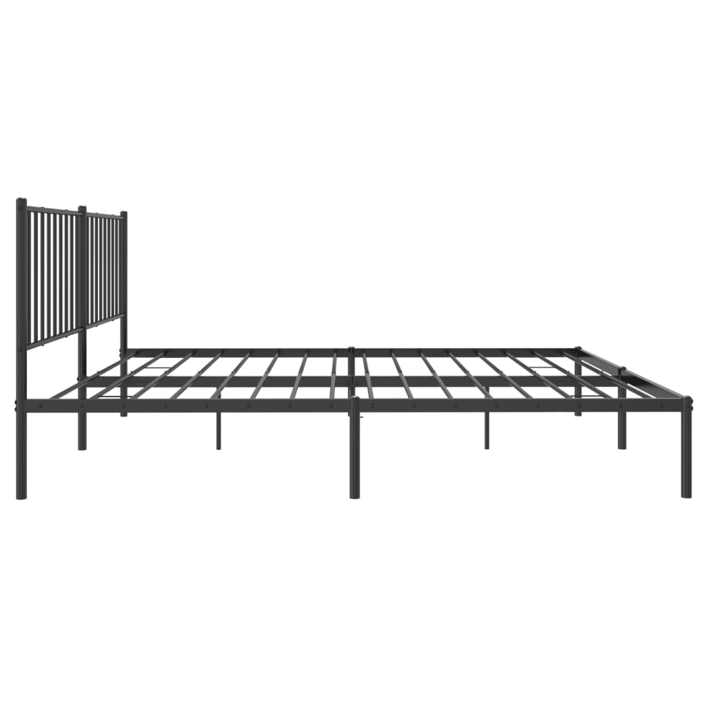 Bed frame with headboard metal black 160x200 cm