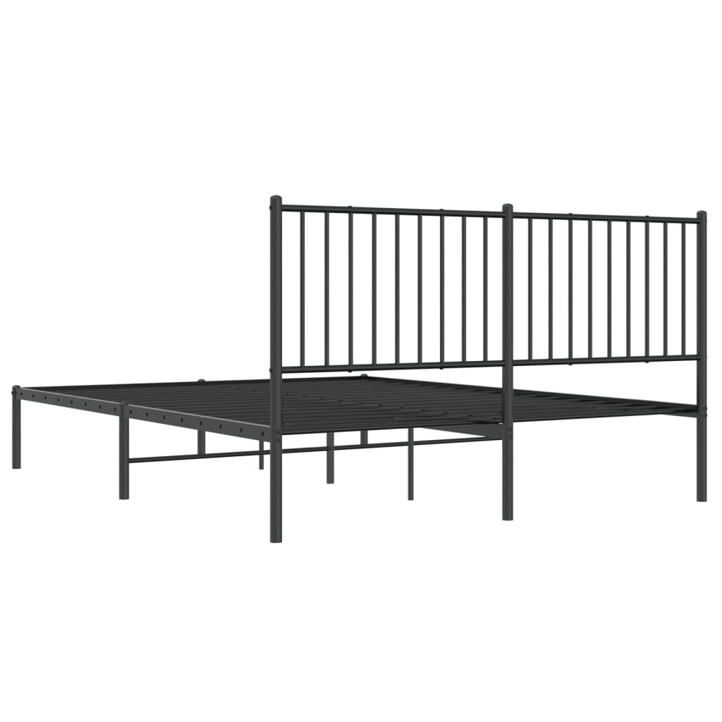 Bed frame with headboard metal black 160x200 cm