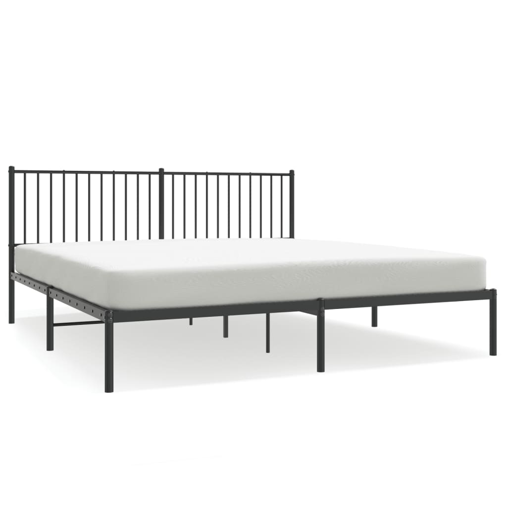 Bed frame with headboard metal black 180x200 cm