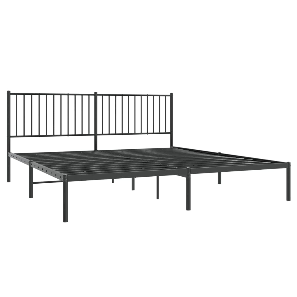Bed frame with headboard metal black 180x200 cm