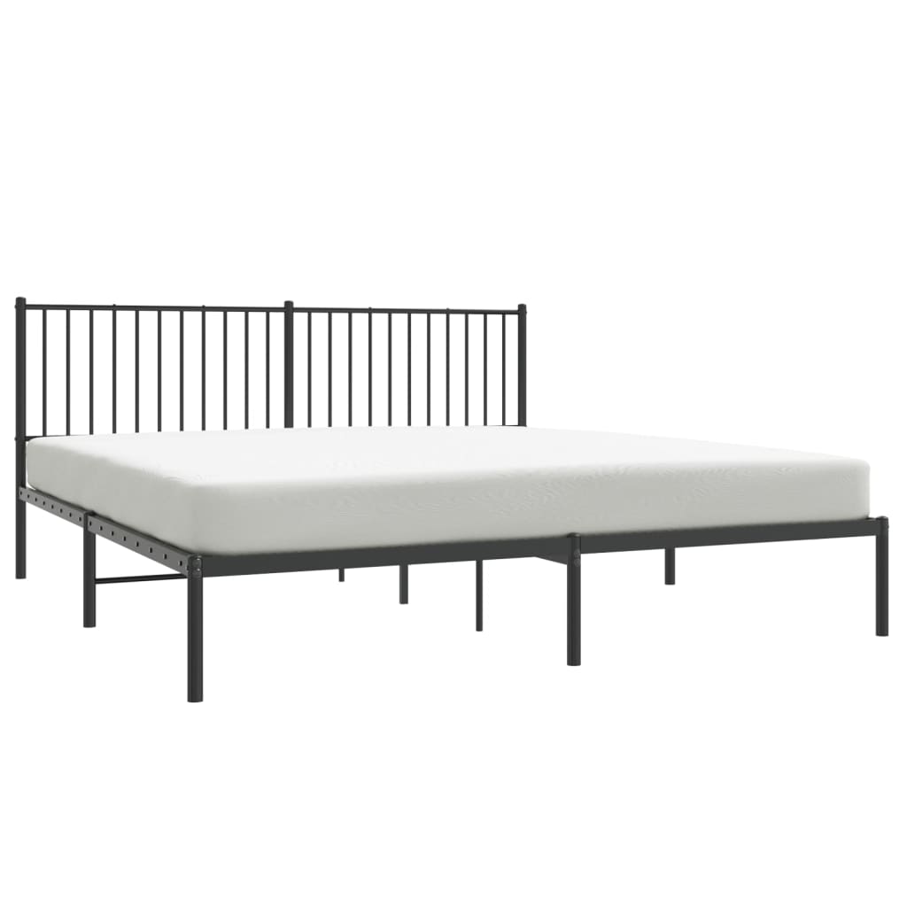 Bed frame with headboard metal black 180x200 cm
