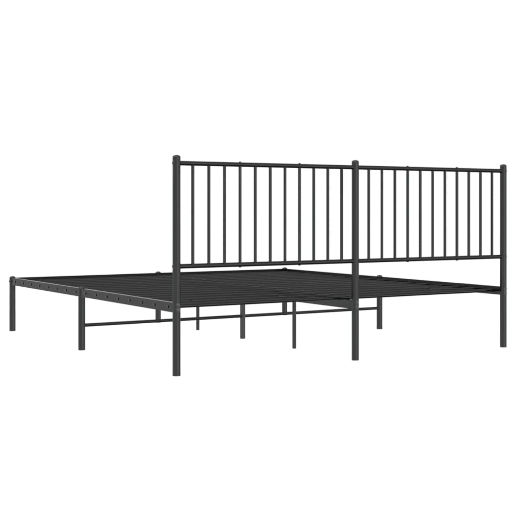 Bed frame with headboard metal black 180x200 cm