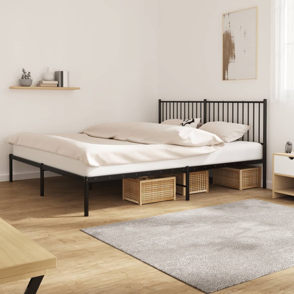 Bed frame with headboard metal black 180x200 cm