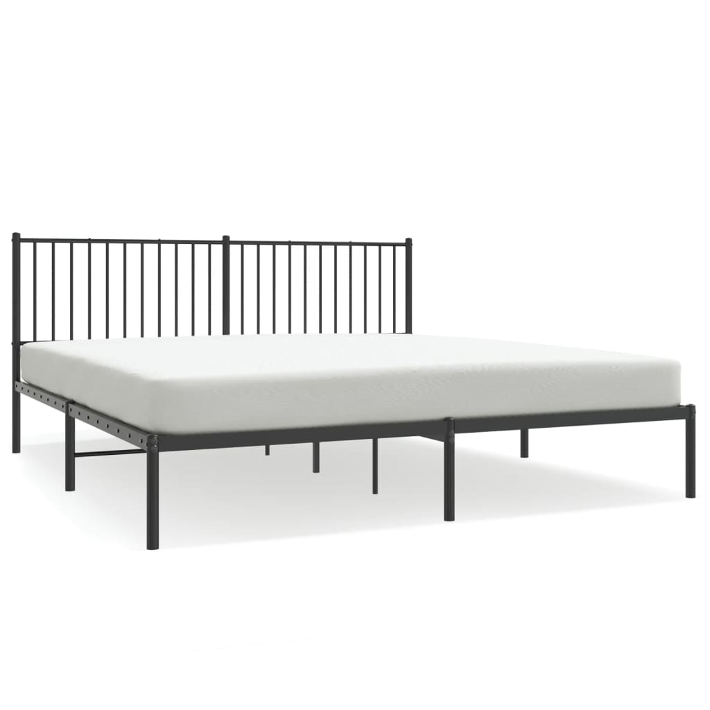 Bed frame with headboard metal black 183x213 cm