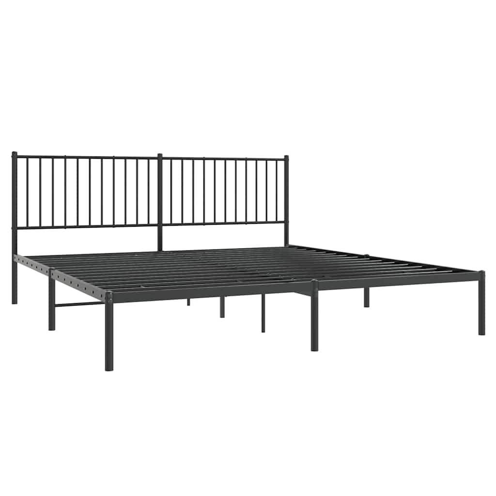 Bed frame with headboard metal black 183x213 cm