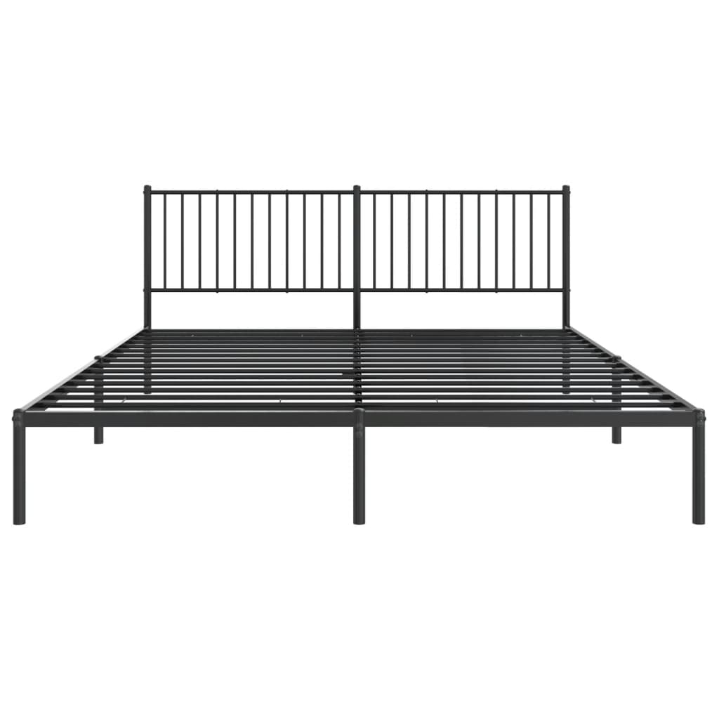 Bed frame with headboard metal black 183x213 cm