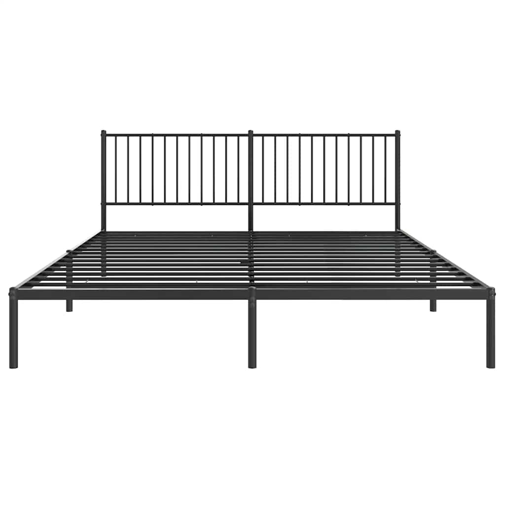 Bed frame with headboard metal black 183x213 cm