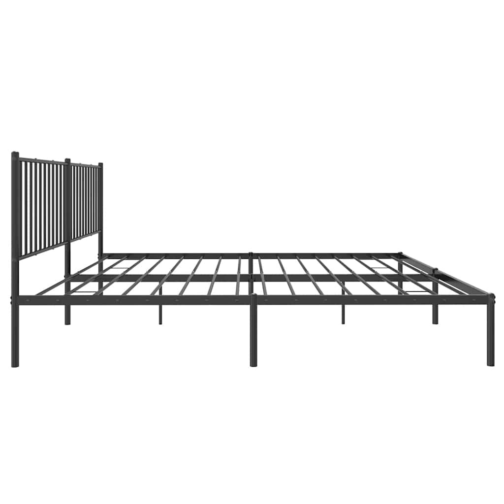 Bed frame with headboard metal black 183x213 cm