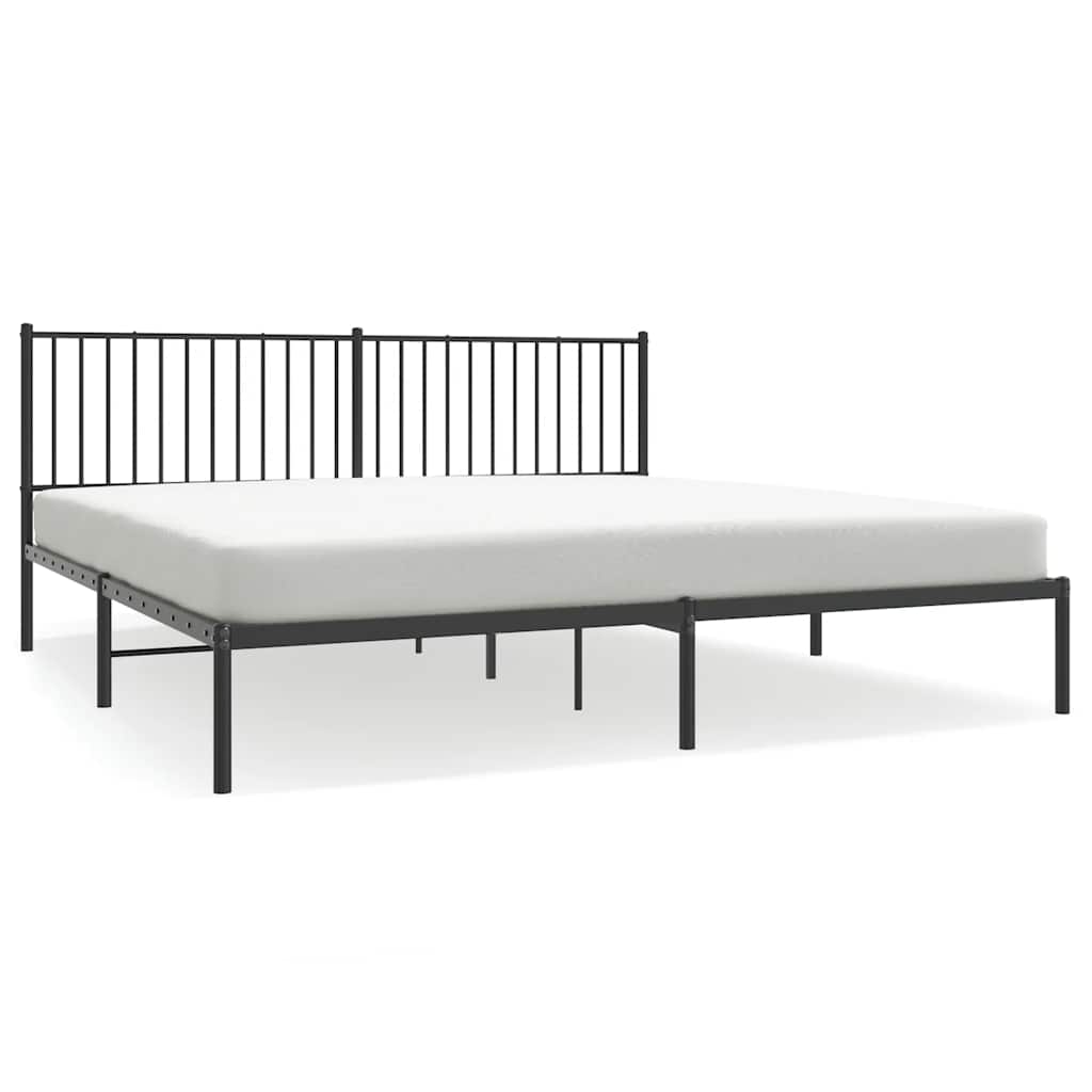 Bed frame with headboard metal black 193x203 cm