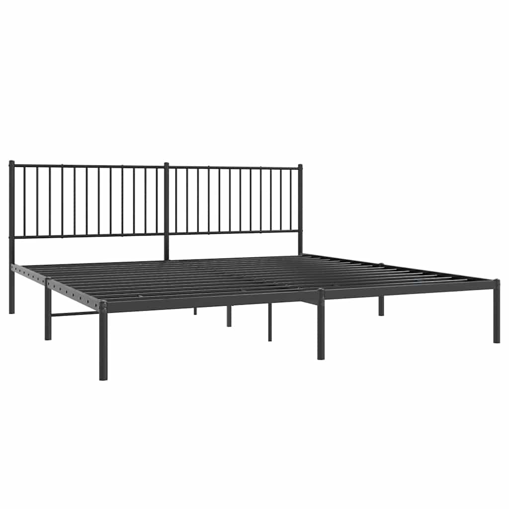 Bed frame with headboard metal black 193x203 cm