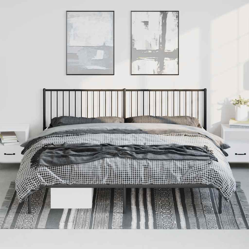 Bed frame with headboard metal black 193x203 cm