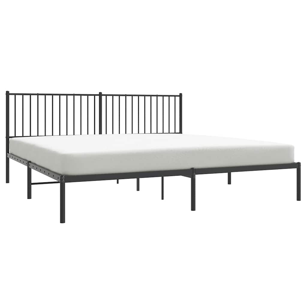 Bed frame with headboard metal black 193x203 cm