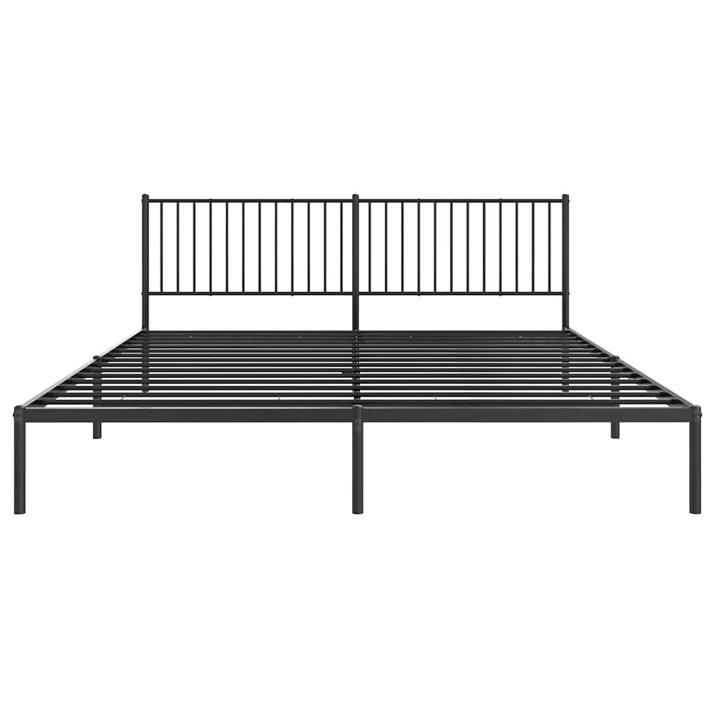 Bed frame with headboard metal black 193x203 cm