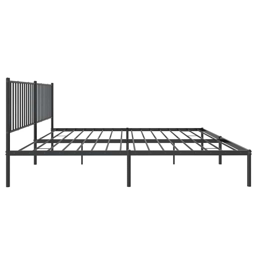 Bed frame with headboard metal black 193x203 cm
