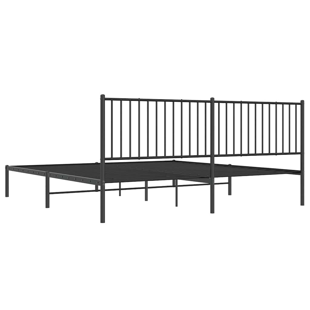 Bed frame with headboard metal black 193x203 cm