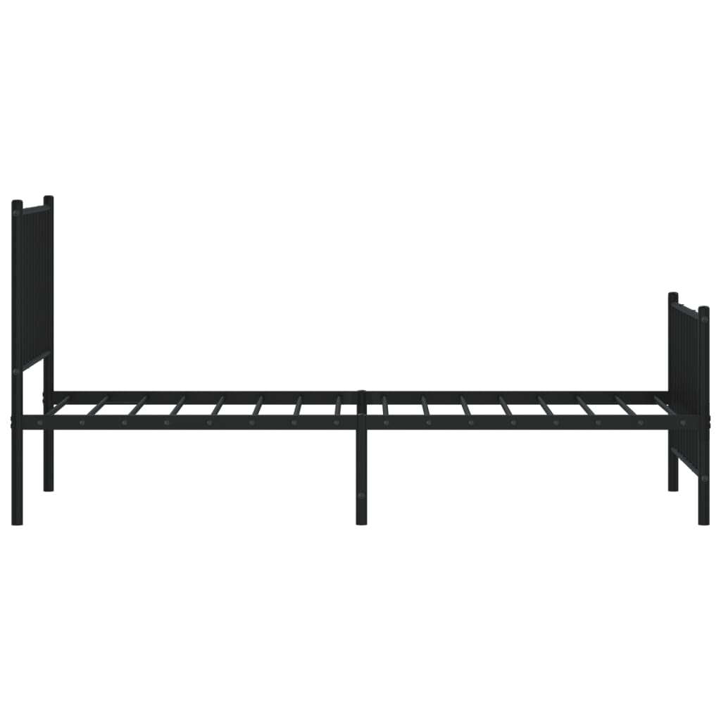 Bed frame with head and footboard metal black 75x190 cm