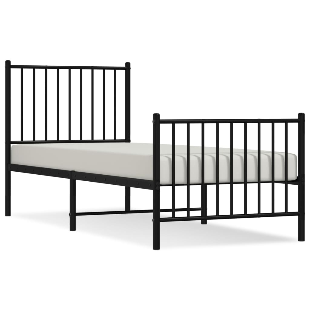 Bed frame with head and footboard metal black 80x200 cm