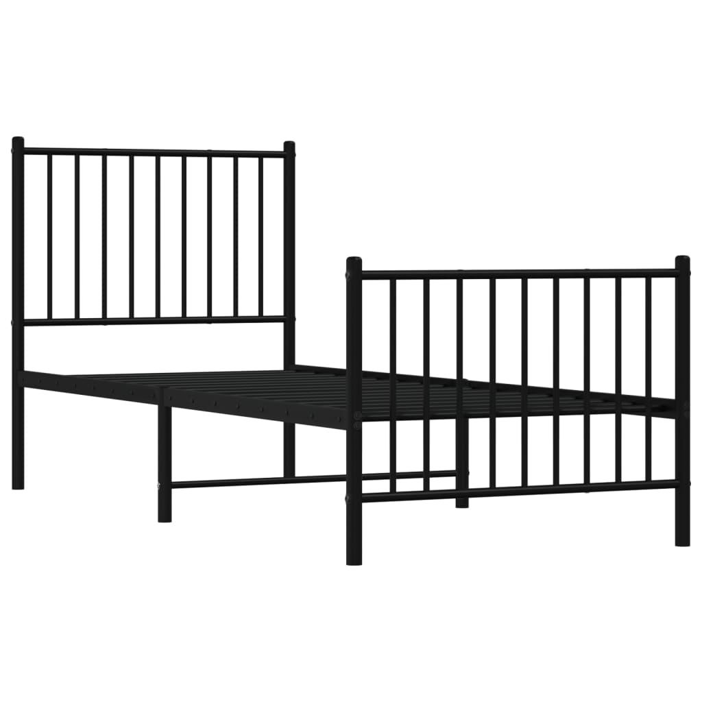 Bed frame with head and footboard metal black 80x200 cm