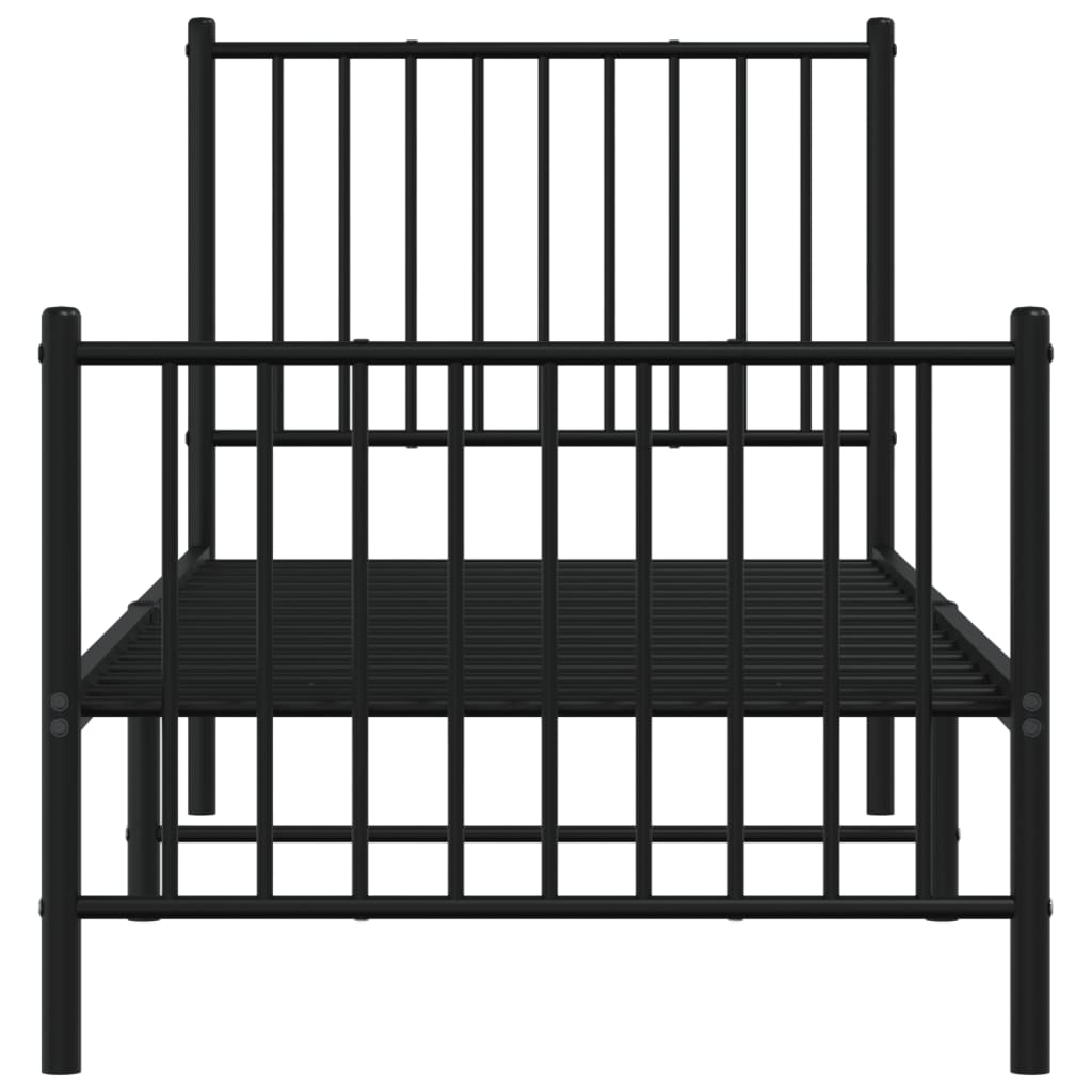 Bed frame with head and footboard metal black 80x200 cm