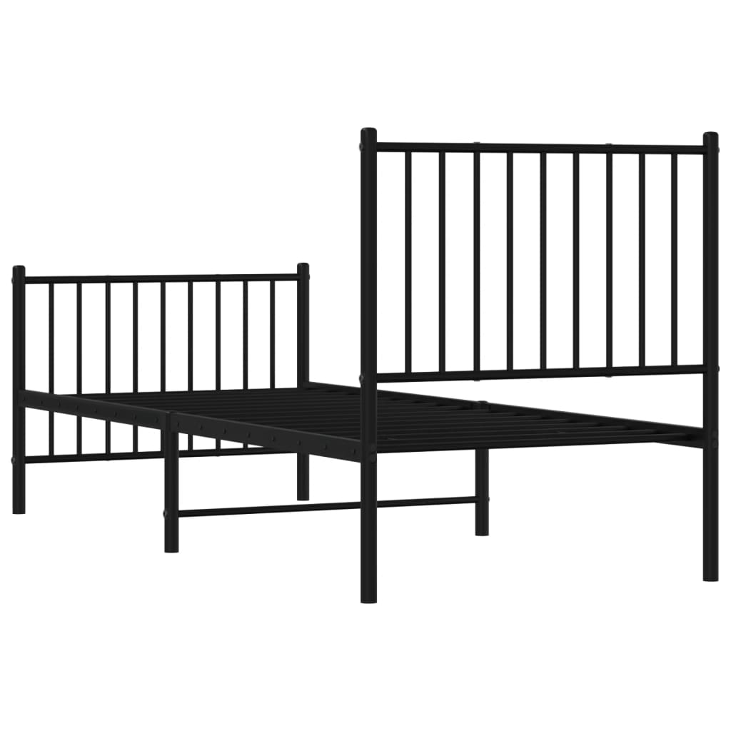 Bed frame with head and footboard metal black 80x200 cm